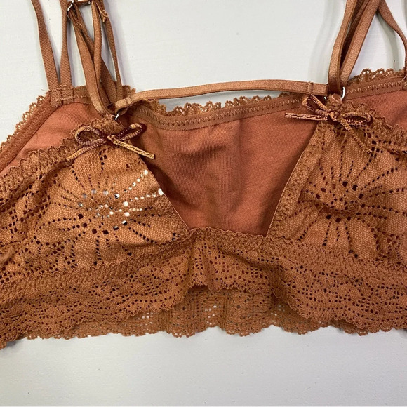 NWT Aerie rust lace bralette no padding adjustable straps XS burnt orange - Picture 3 of 6